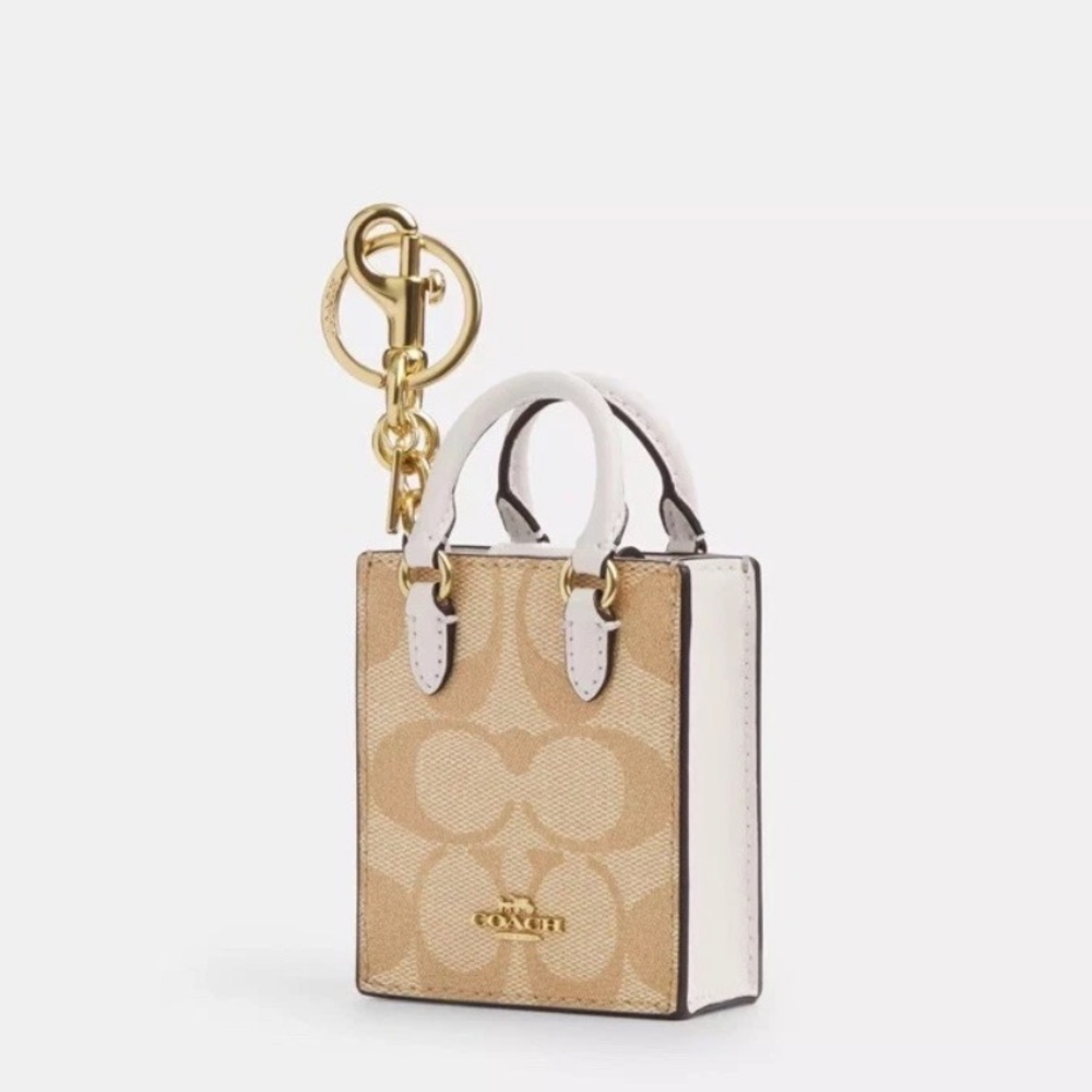 Coach logo monogram Signature leather nano Mini tote charm hand bag NEW